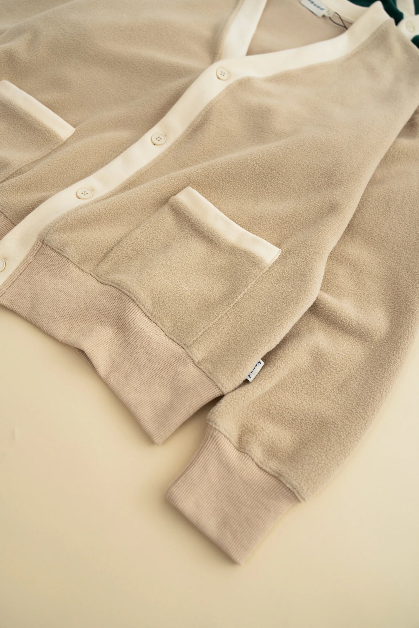 HARVARD REVERSE FLEECE CARDIGAN - MUSHROOM