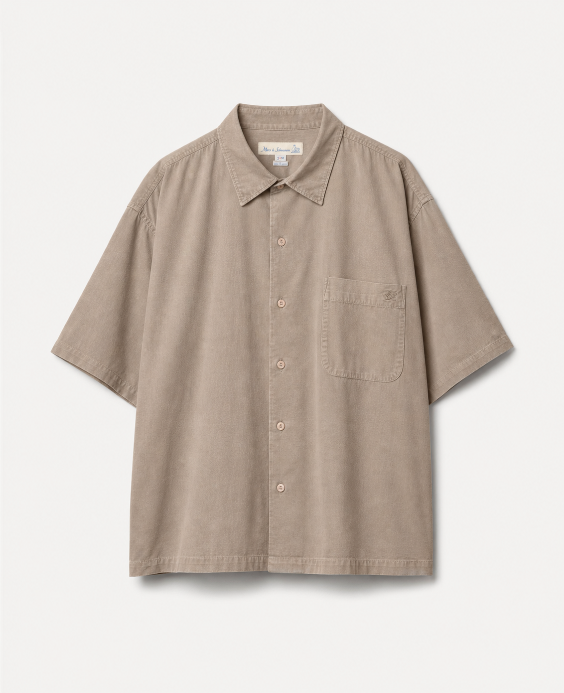 COTTON POPLIN SS SHIRT- FADED GRAIN