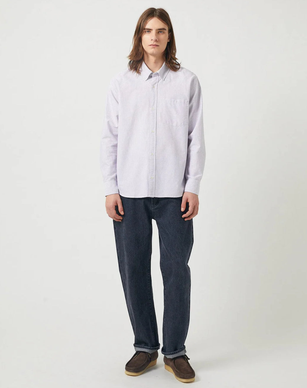 STRIPE OXFORD LS - PURPLE