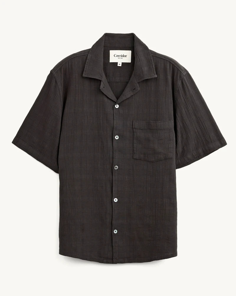 WASHED DOBBY SS SHIRT - BLACK – New Hour Clothing