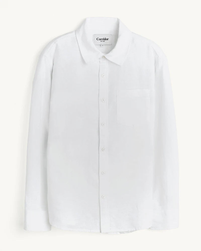 LINEN COTTON LS - WHITE
