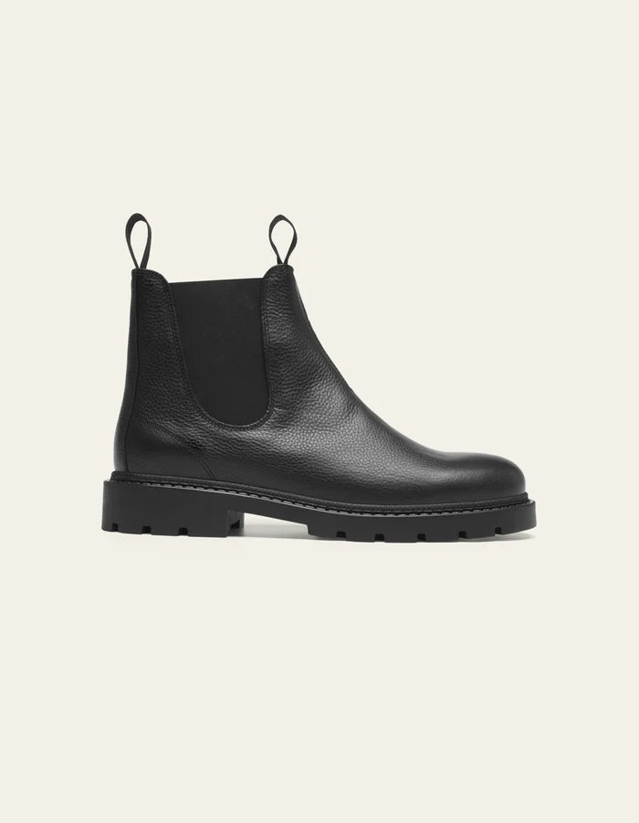 TRAIS GRAIN LEATHER CHELSEA BOOT- BLACK