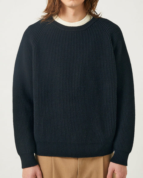 Wool Cashmere Crewneck-BLACK