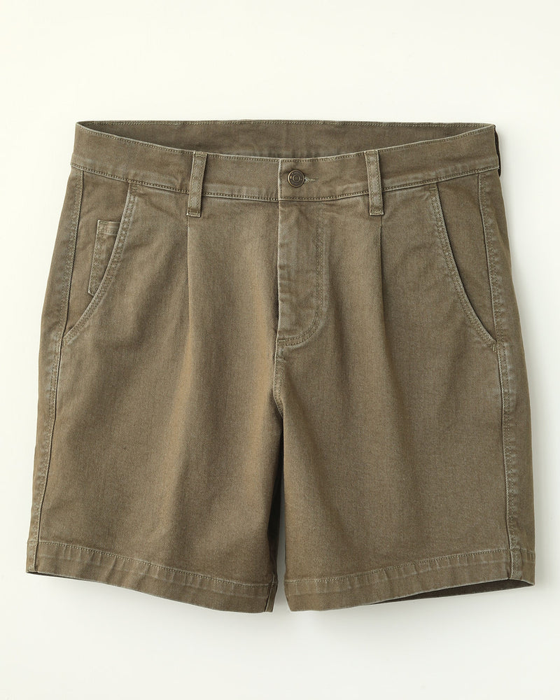 HEAVY TWILL PLEATED SHORT - ARMY