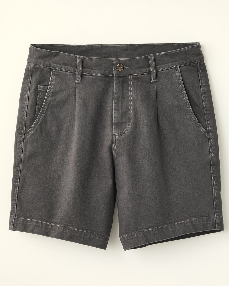 HEAVY TWILL PLEATED SHORT - GREY