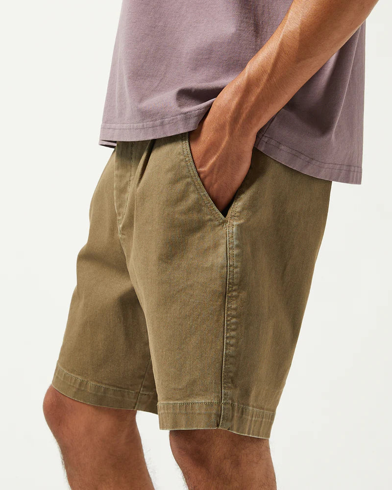 HEAVY TWILL PLEATED SHORT - ARMY