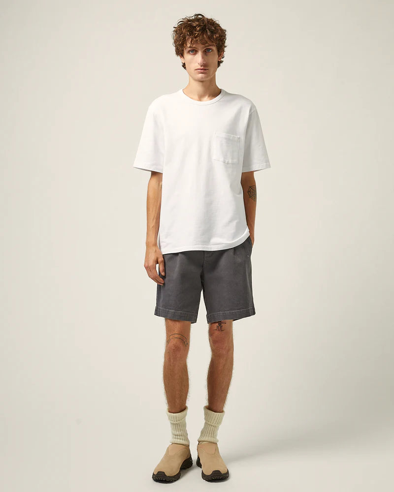 HEAVY TWILL PLEATED SHORT - GREY