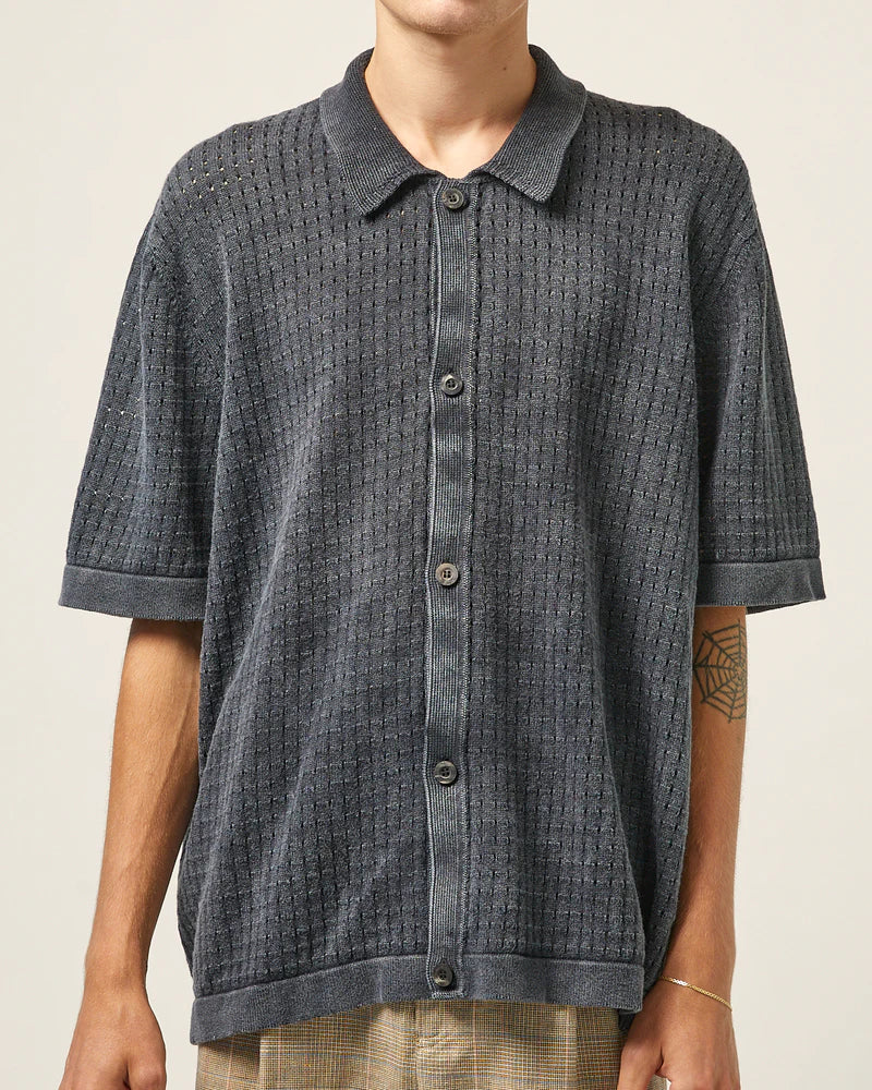 Washed Pointelle Button