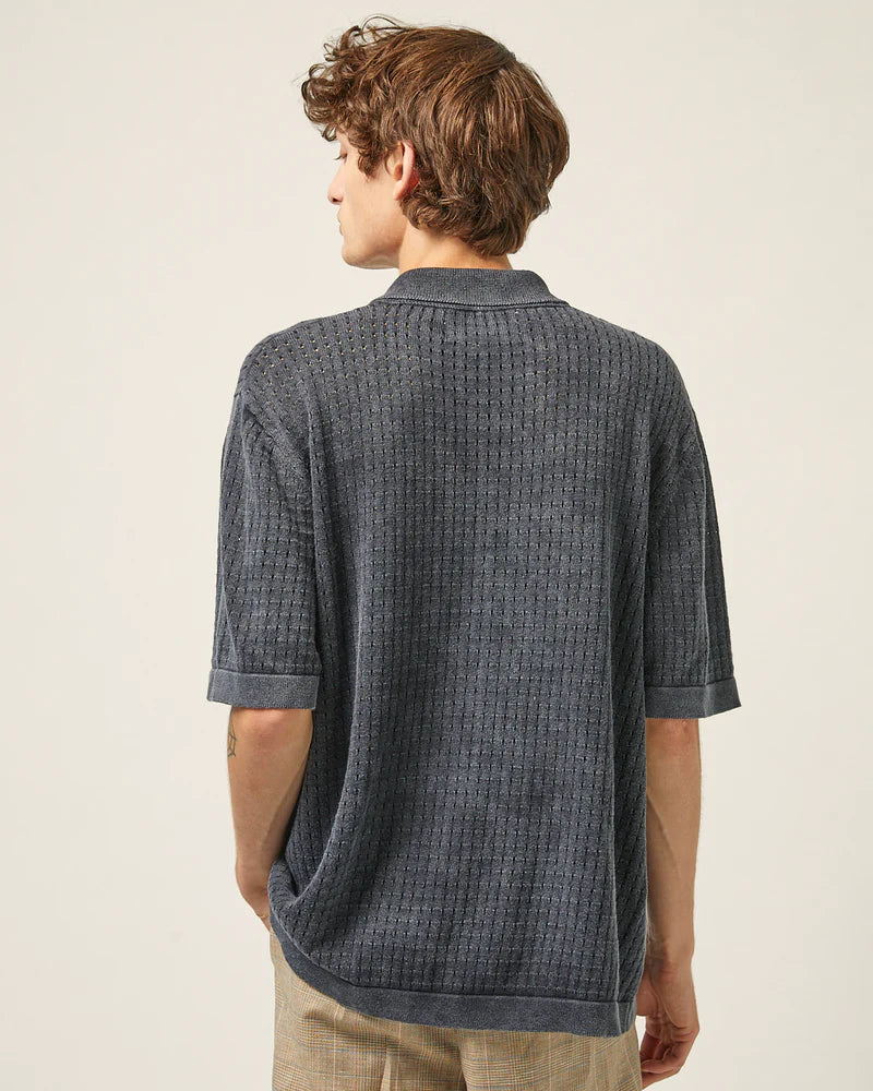 Washed Pointelle Button