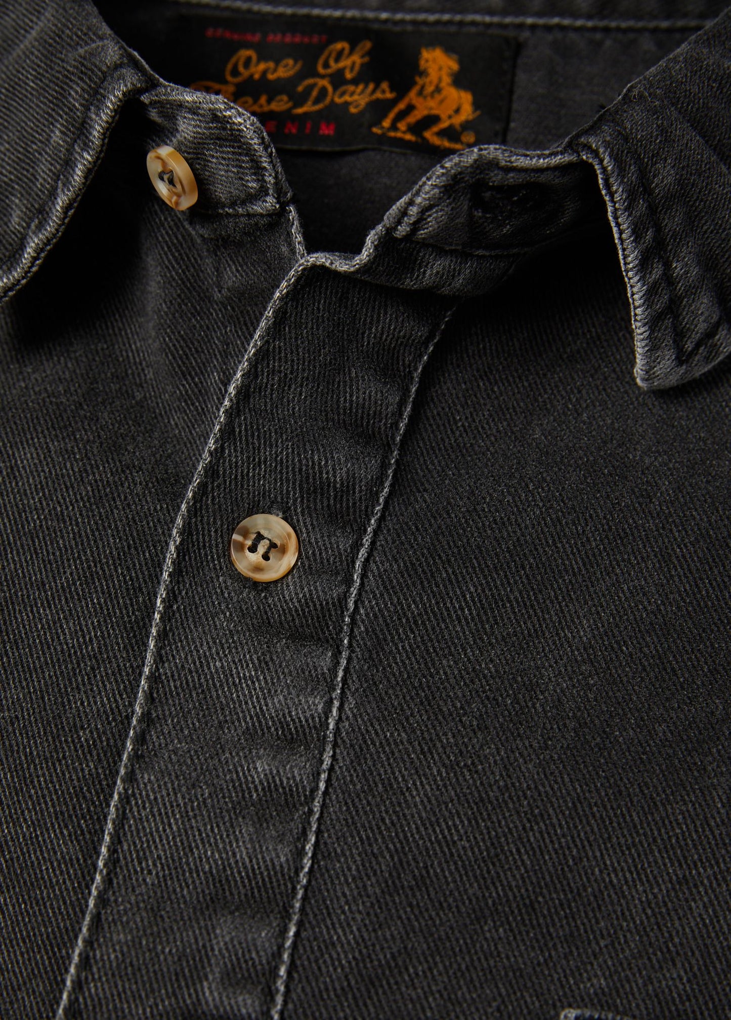 Washed Black Denim Button Down