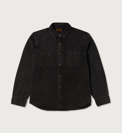 Washed Black Denim Button Down