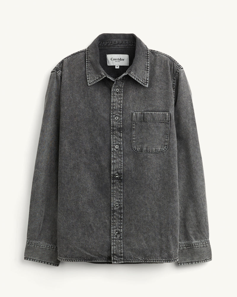 WASHED DENIM SHIRT - BLACK