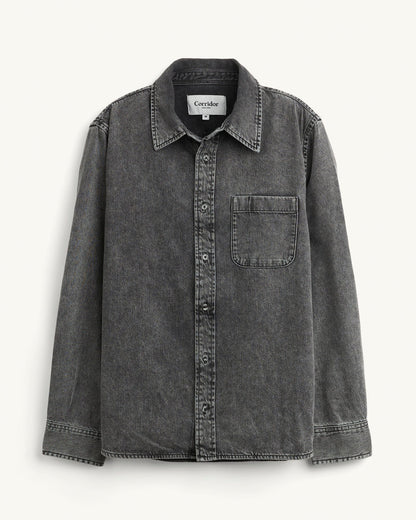 WASHED DENIM SHIRT - BLACK