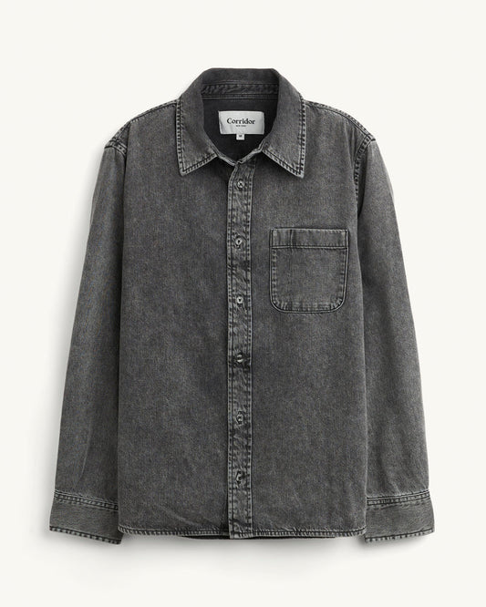WASHED DENIM SHIRT - BLACK