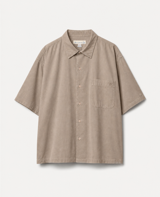 COTTON POPLIN SS SHIRT- FADED GRAIN