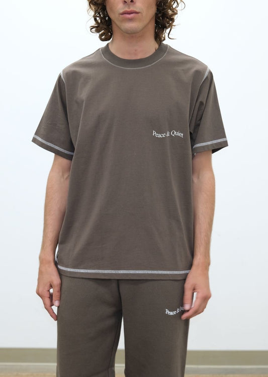 WORDMARK REVERSE STITCHED T-SHIRT - BROWN