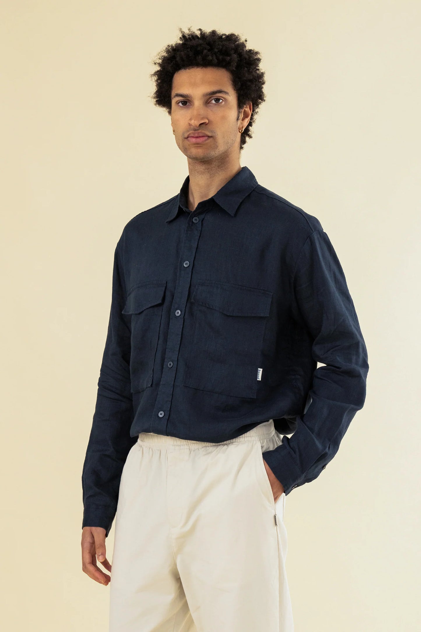 PREMIUM LINEN LONGSLEEVE SHIRT - NAVY