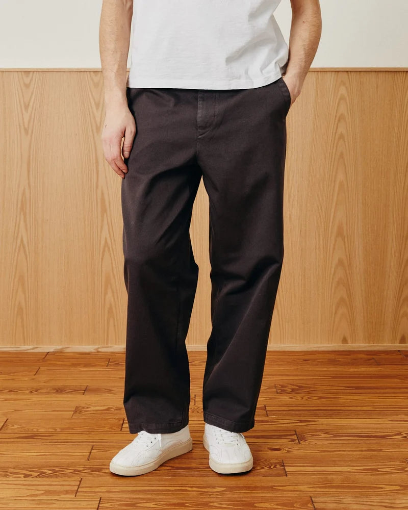 WIDE TWILL PANT - BROWN