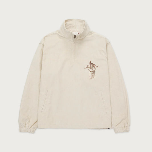 Corduroy Qtr Zip Anorak- CREAM