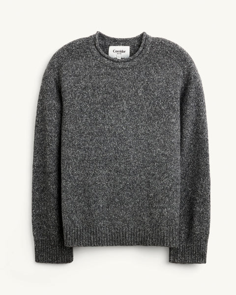 Wool Boucle Rollneck - Black