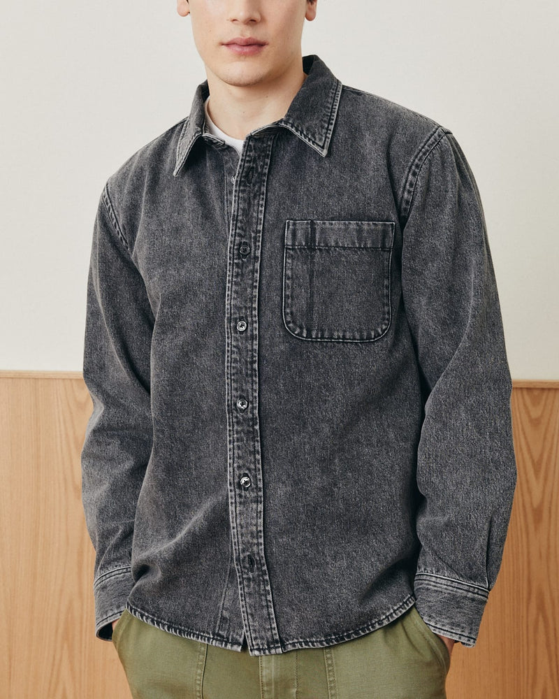 WASHED DENIM SHIRT - BLACK