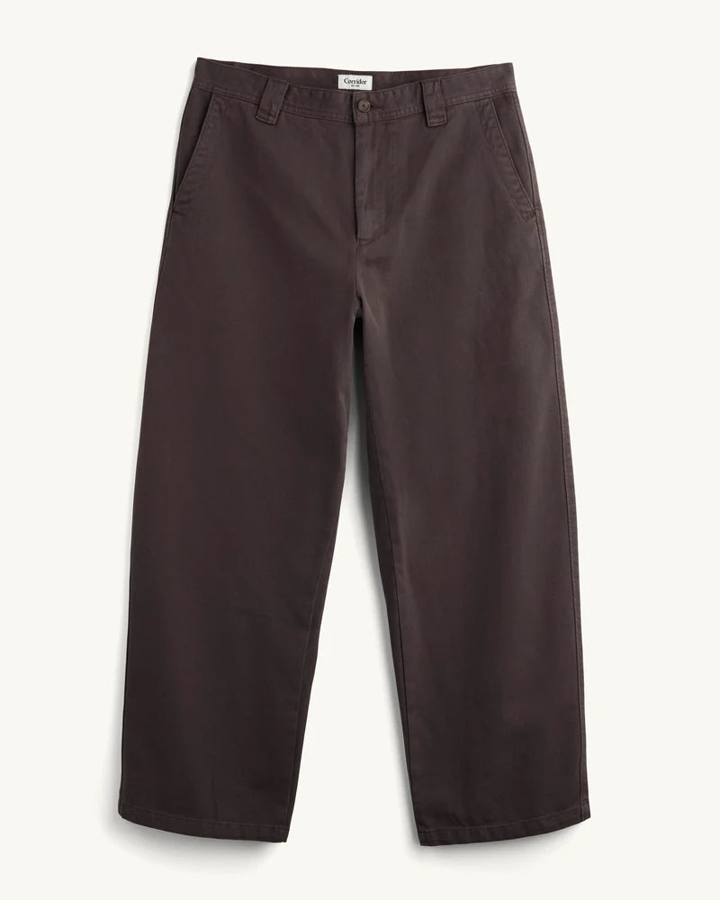 WIDE TWILL PANT - BROWN