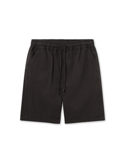 HUSH SEERSUCKER SHORTS - BLACK