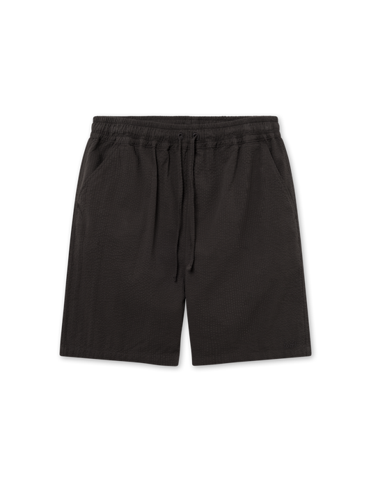 HUSH SEERSUCKER SHORTS - BLACK