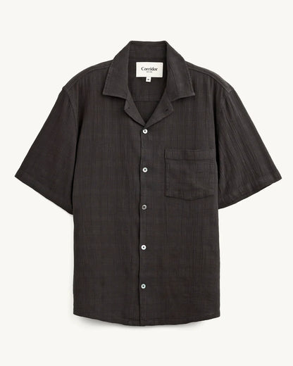 WASHED DOBBY SS SHIRT - BLACK