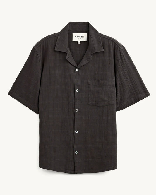 WASHED DOBBY SS SHIRT - BLACK