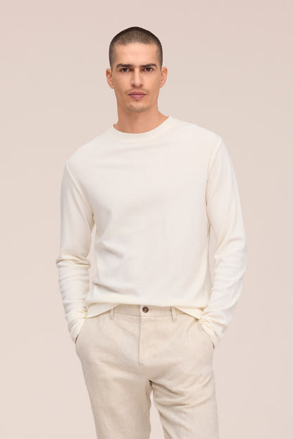 NN07 CLIVE WAFFLE KNIT TEE - OFF WHITE
