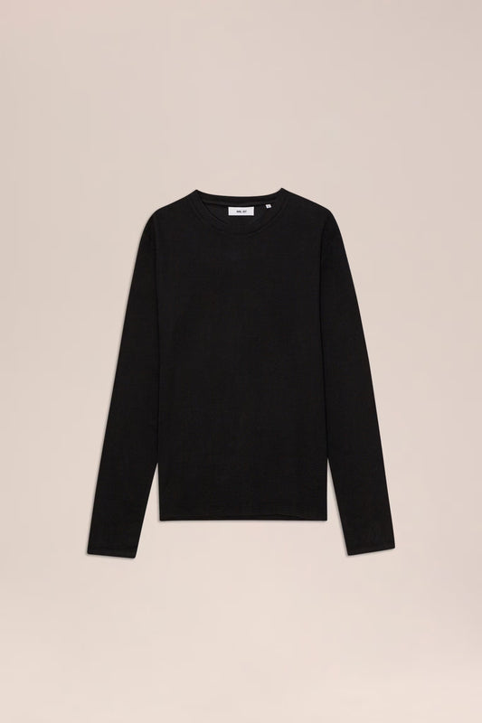 NN07 CLIVE WAFFLE KNIT TEE - BLACK