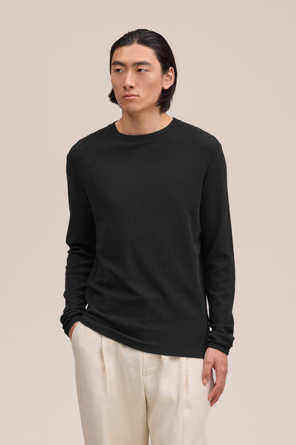 NN07 CLIVE WAFFLE KNIT TEE - BLACK