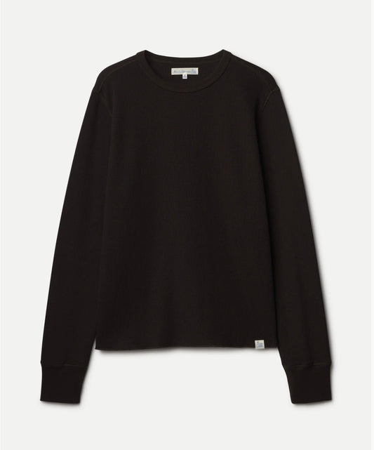 DIAMOND-PATTERNED COTTON THERMAL LONGSLEEVE - ESPRESSO