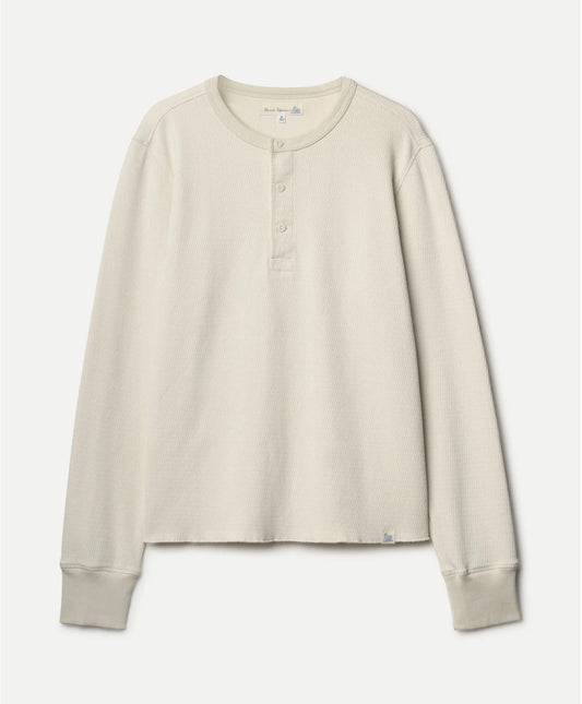 DIAMOND-PATTERNED COTTON THERMAL HENLEY- NATURE