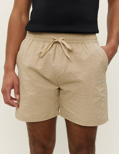 Stan Seersucker Swim Short- Irish Cream