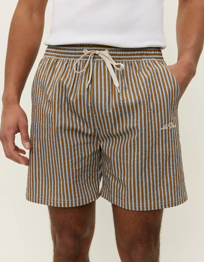 Stan Seersucker Swim Short- Plant Green