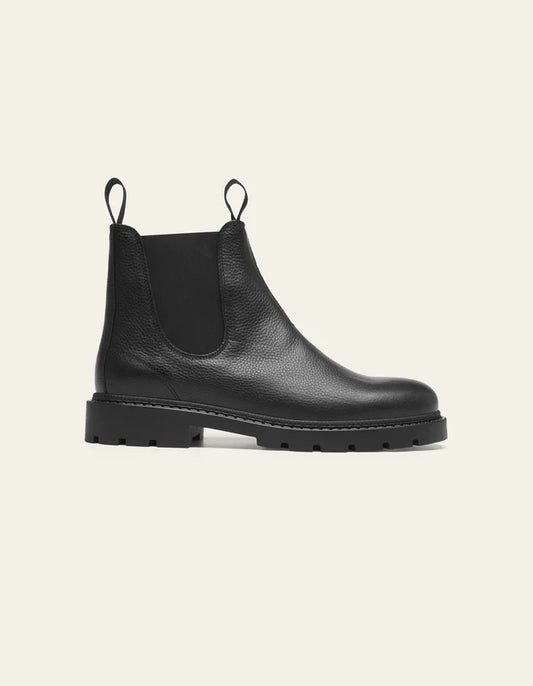 TRAIS GRAIN LEATHER CHELSEA BOOT- BLACK