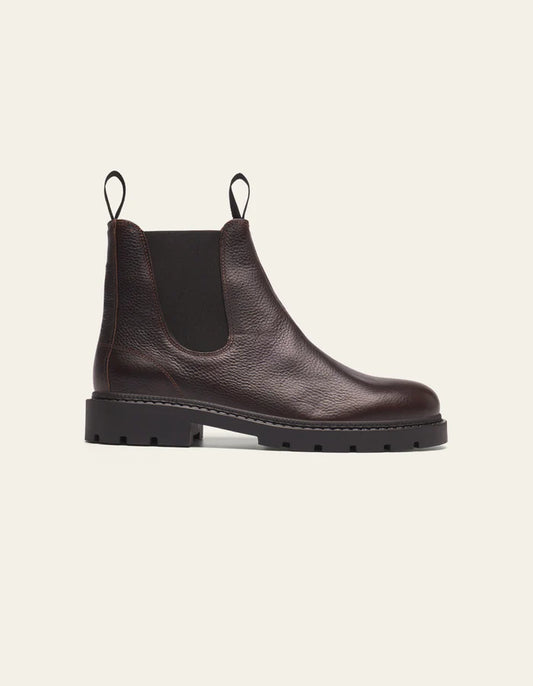 TRAIS GRAIN LEATHER CHELSEA BOOT- BROWN