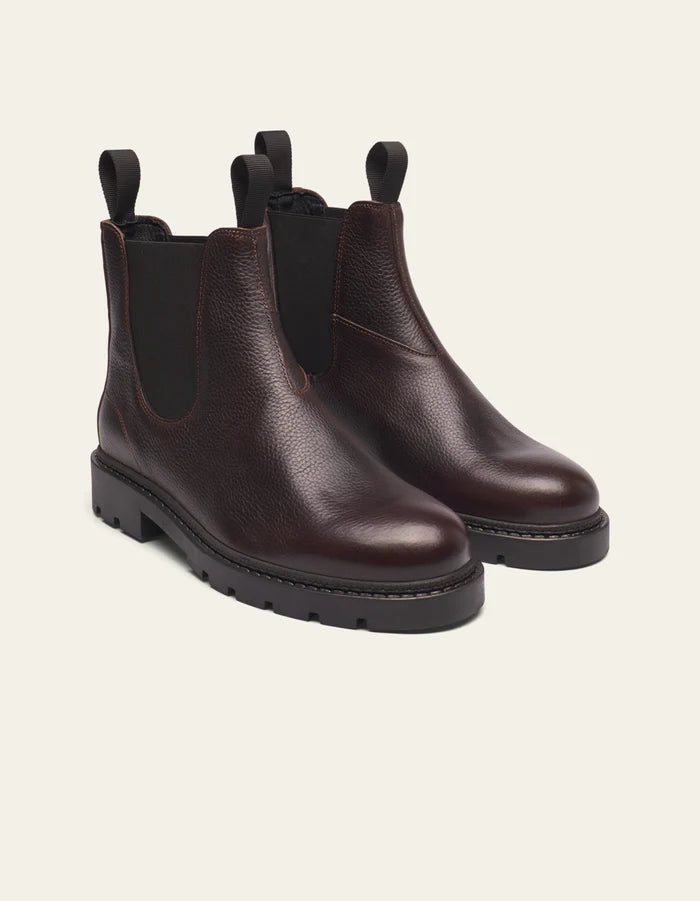 TRAIS GRAIN LEATHER CHELSEA BOOT- BROWN