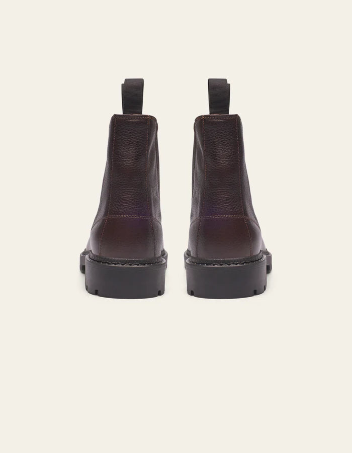 TRAIS GRAIN LEATHER CHELSEA BOOT- BROWN