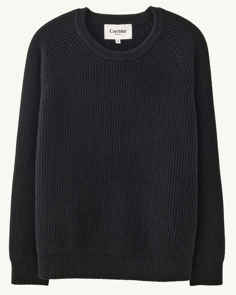 Wool Cashmere Crewneck-BLACK