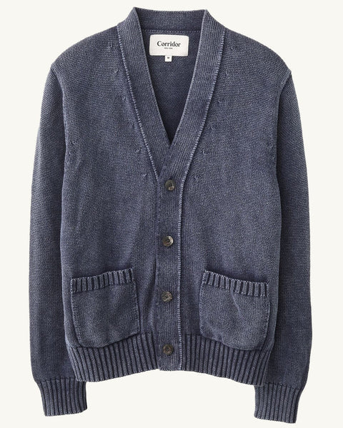 ACID WASH CARDIGAN- MIDNIGHT
