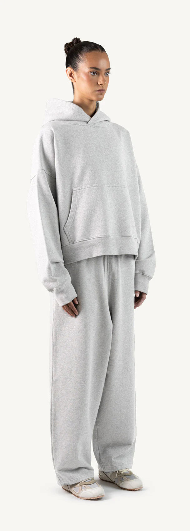 LIGHT GRAY MARL STRAIGHT LEG BAGGY SWEATPANTS