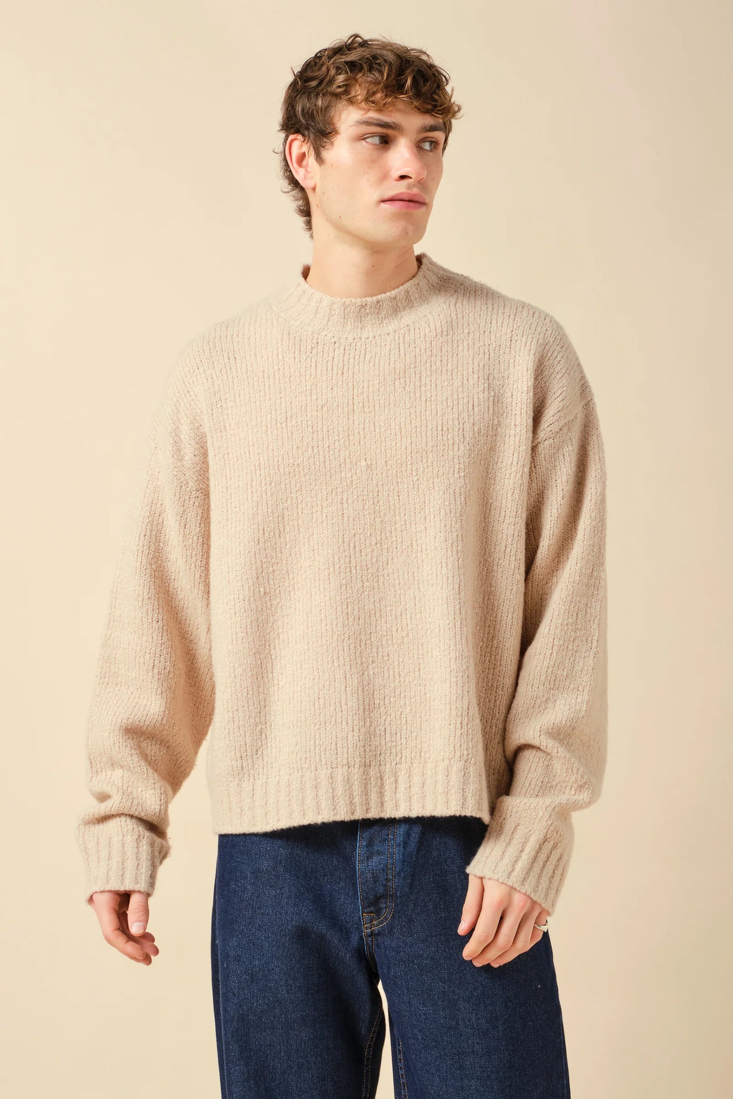 CROPPED WOOL KNIT - SAND