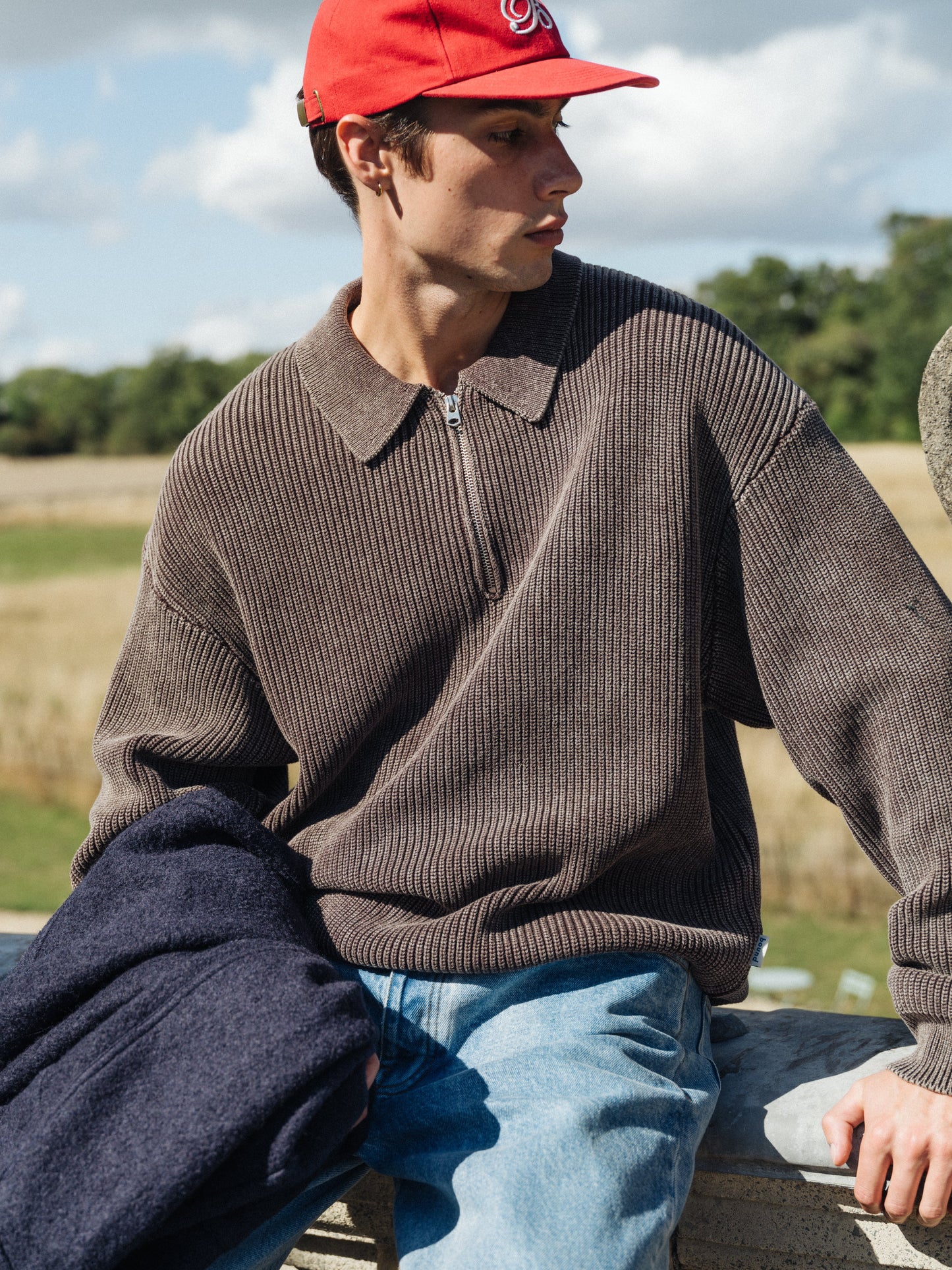 ACID WASH HALF ZIP PULLOVER