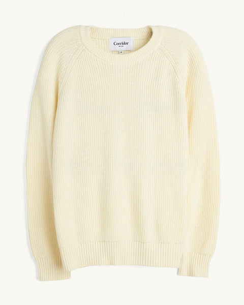 Ribbed Cotton Crewneck- Natural
