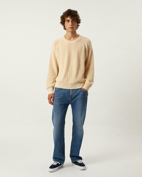 Ribbed Cotton Crewneck- Natural
