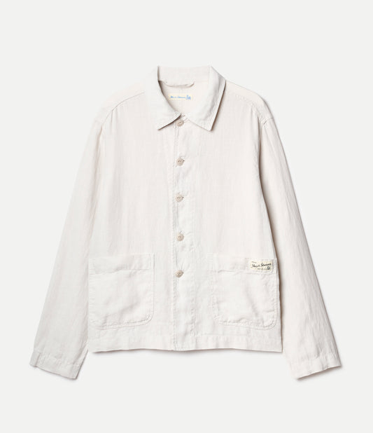 Cropped Worker's Linen Jacket- light stone