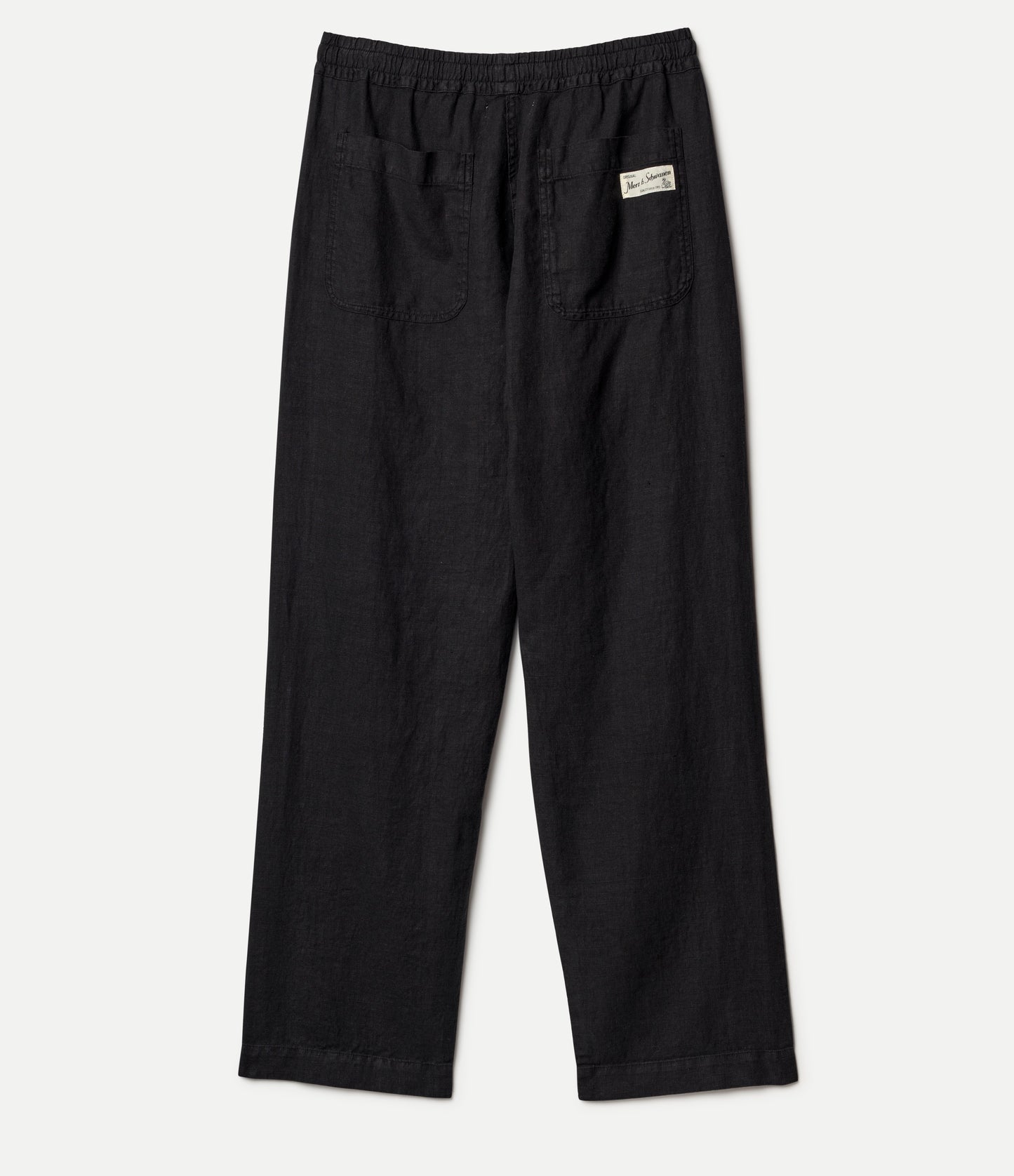 Workers's Linen Drawstring Pants- deep black